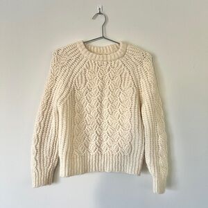 Sezane Finn Ecru Cable Knit Sweater XXS